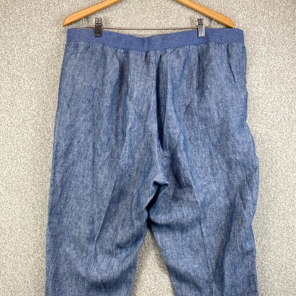 J. Jill love linen pull on pants L chambray elastic high rise Lagenlook beachy - Picture 5 of 10